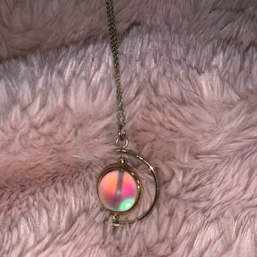Iridescent planet necklace